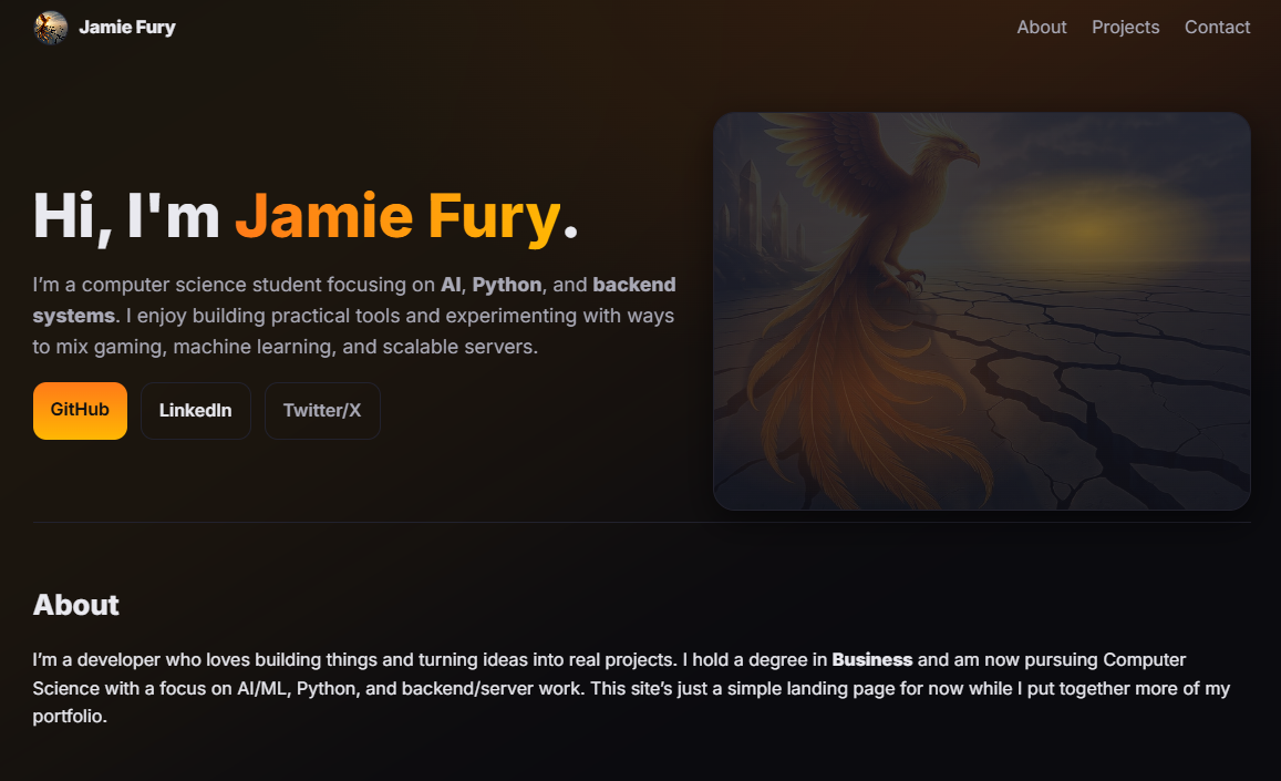 Screenshot of my personal portfolio site